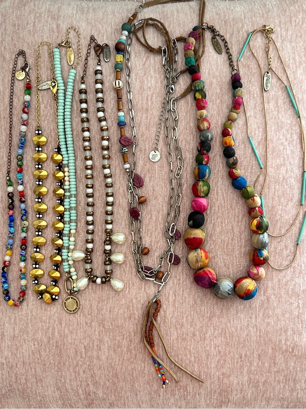 Women’s Plunder Jewelry Necklace Lot of 7 Pieces Chunky Colorful Long Crystal